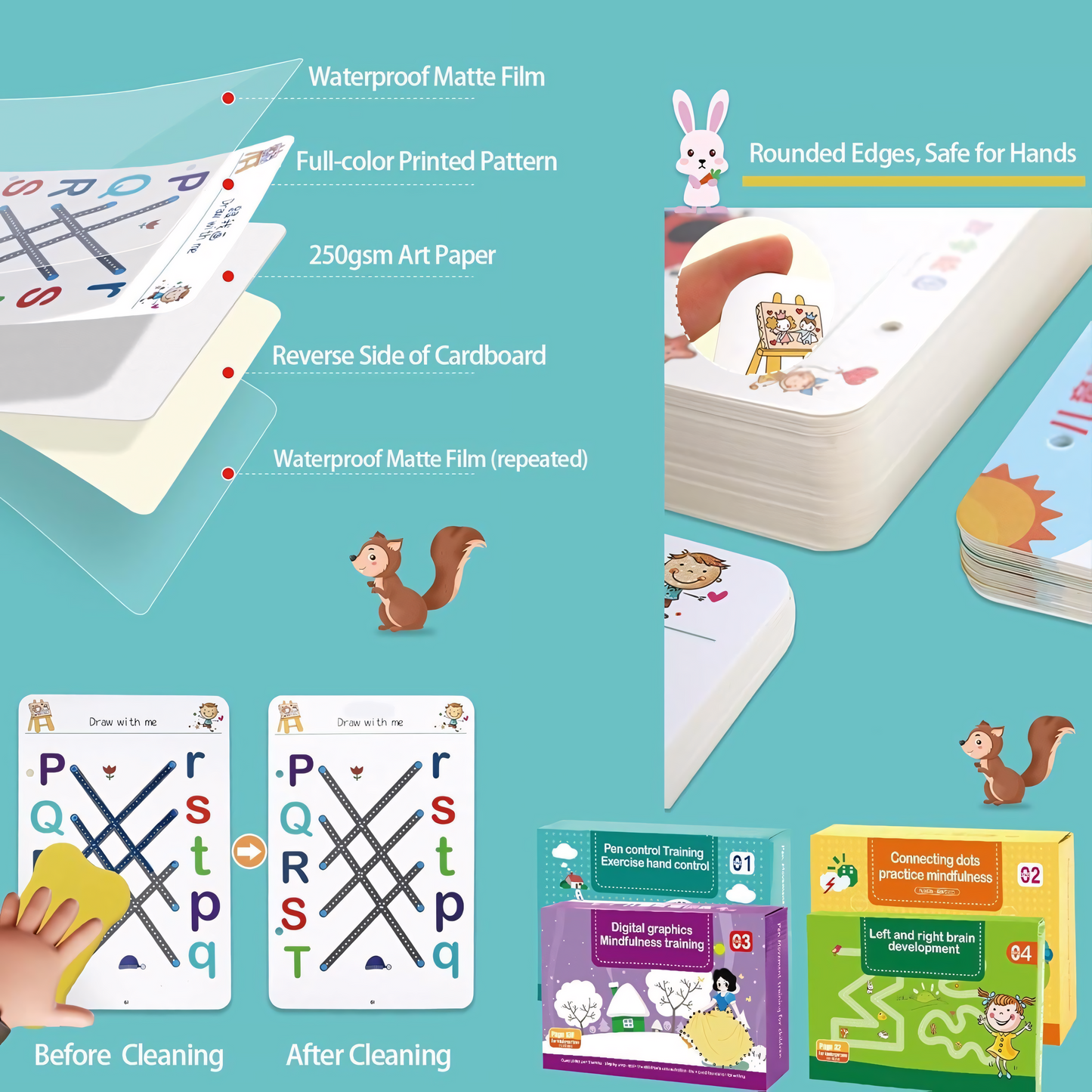 Pen Control Training Exercise Book for Kids | Reusable Smart Workbook with Pens & Eraser