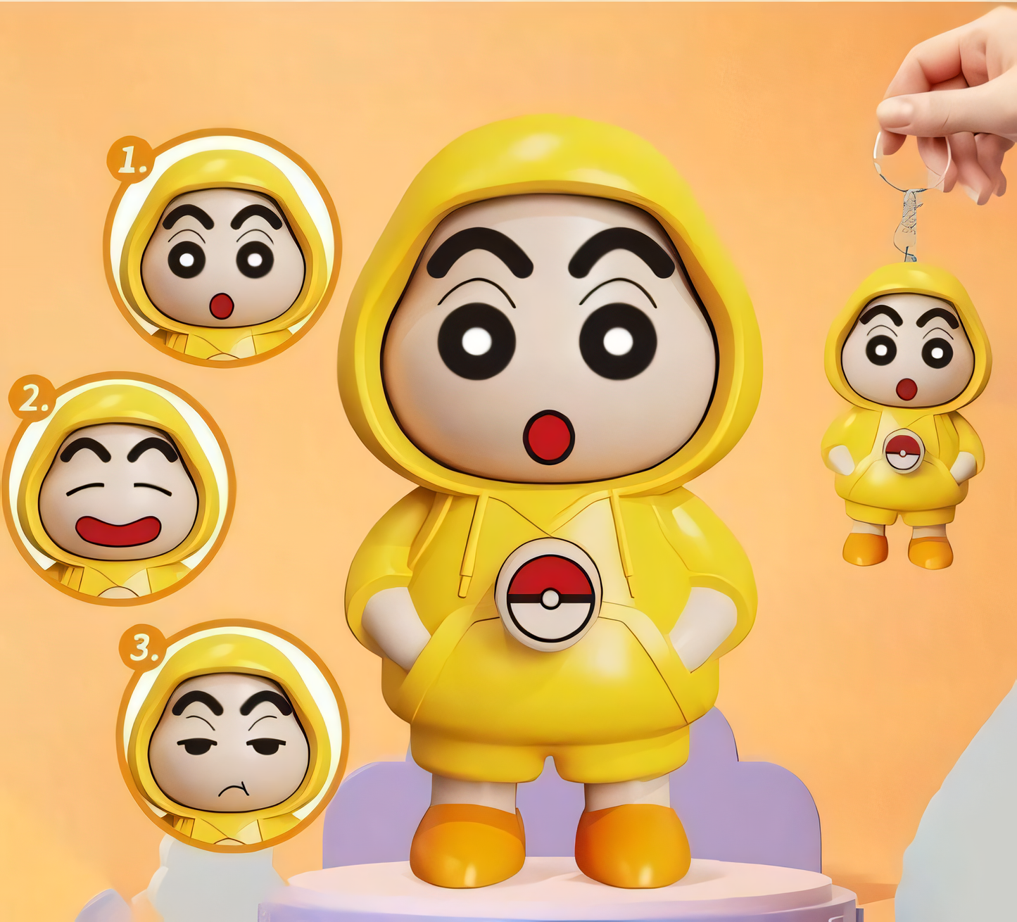 Shinchan Face Changing Keychain | Cute Anime Keyring for Shinchan Fans