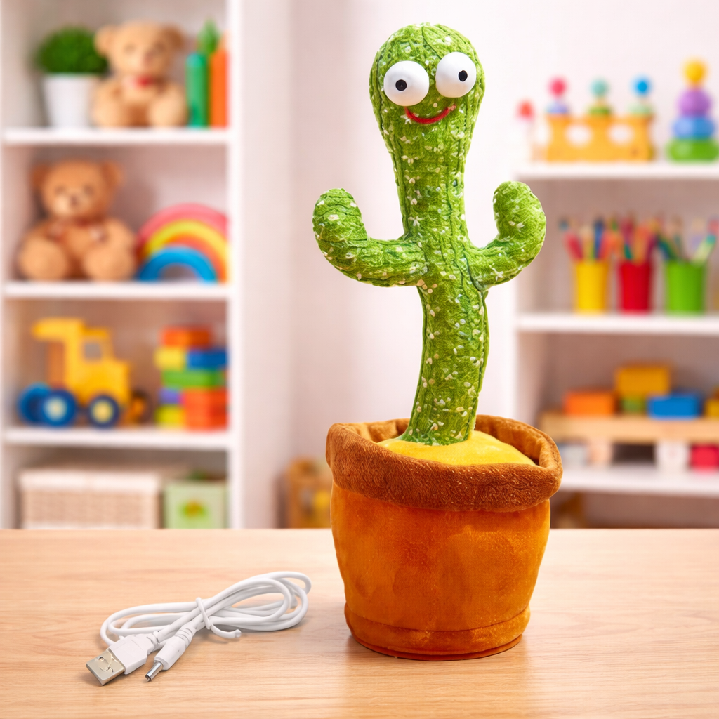 Kidzotic Musical Dancing & Mimicry Cactus Toy | Singing, Talking & Dancing Plush for Kids
