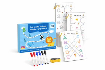 Kidzotic Pen Control Training Exercise Book for Kids | Reusable Smart Workbook with Pens & Eraser