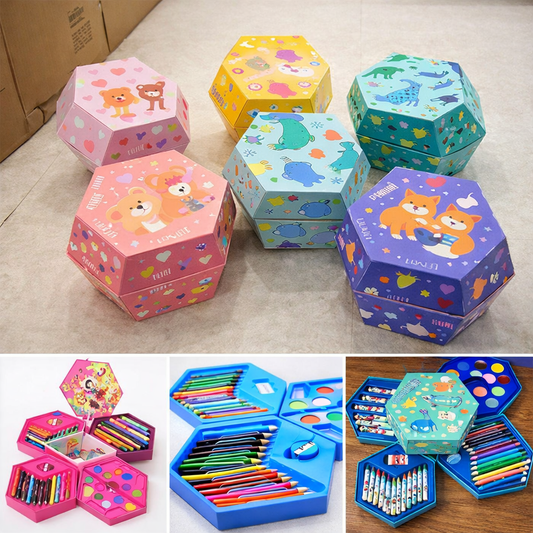 Kidzotic 46-Piece Art Set for Kids | Drawing & Coloring Kit with Crayons, Sketch Pens & More