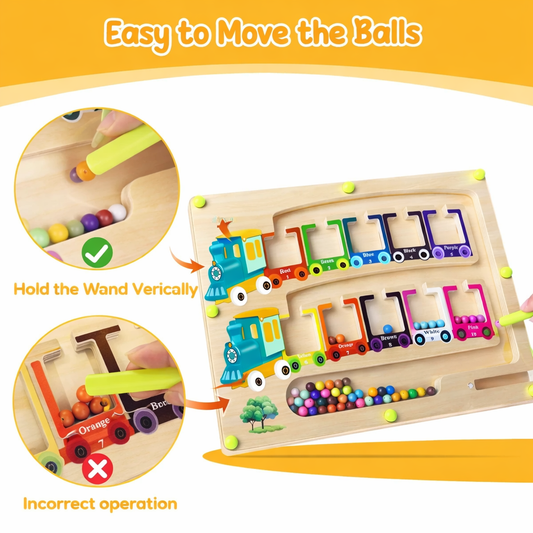 Kidzotic Magnetic Color & Number Maze | Montessori Wooden Puzzle Board for Kids Learning & Fine Motor Skills