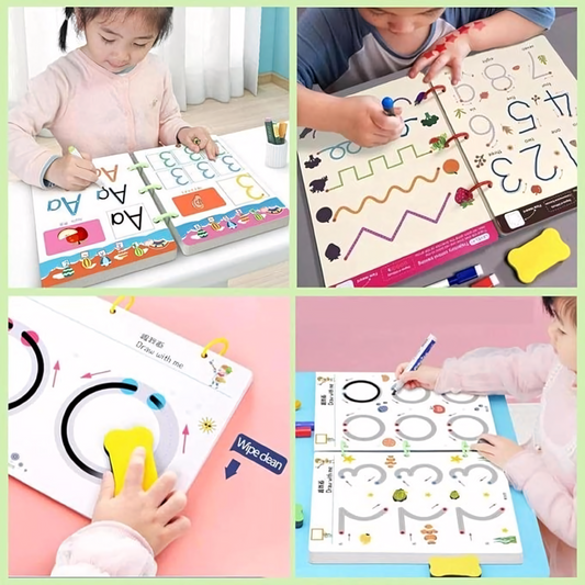 Pen Control Training Exercise Book for Kids | Reusable Smart Workbook with Pens & Eraser